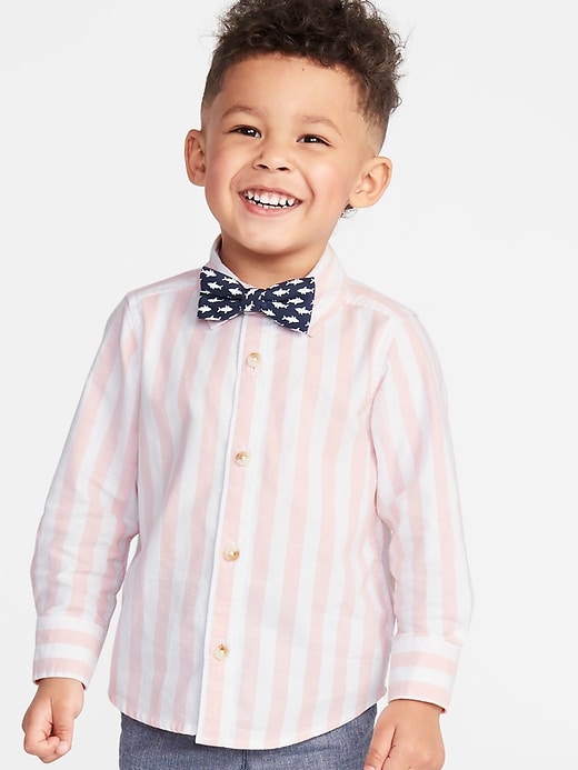 View large product image 1 of 5. Long-Sleeve Shirt & Printed Bow-Tie Set for Toddler Boys