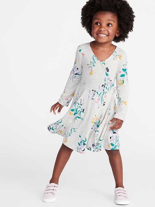 View large product image 1 of 1. Wrap-Front Fit & Flare Jersey Dress for Toddler Girls