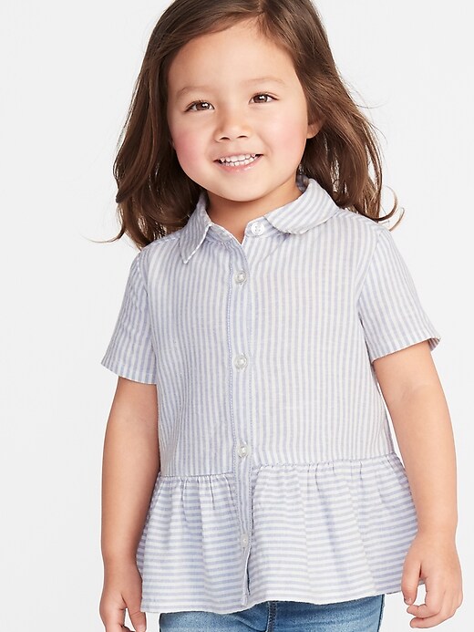 View large product image 1 of 4. Striped Peplum-Hem Shirt for Toddler Girls