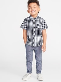 View large product image 3 of 4. Built-In Flex Patterned Poplin Shirt for Toddler Boys