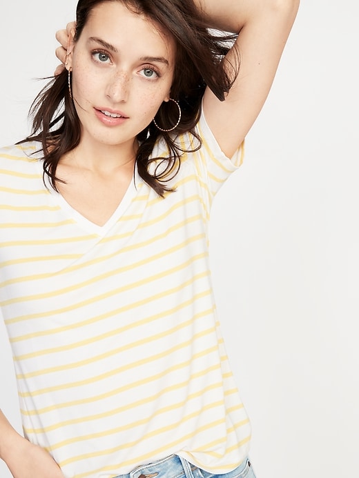 Image number 4 showing, Striped Luxe V-Neck Tee for Women