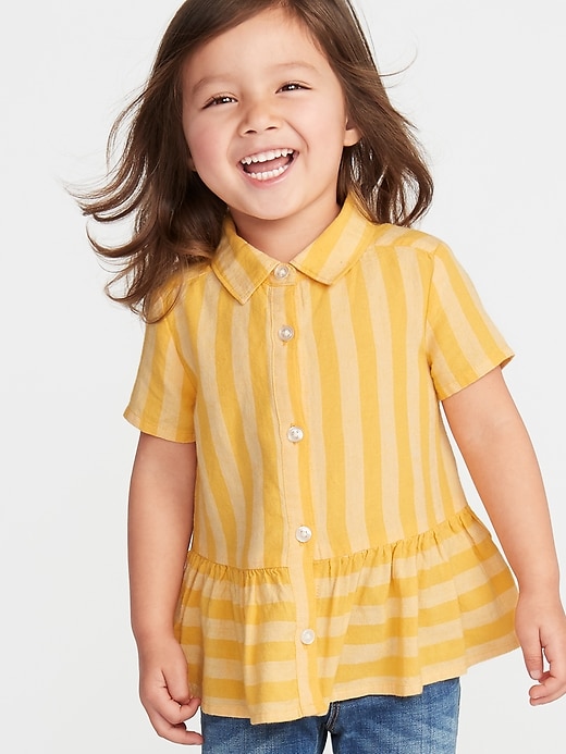 View large product image 1 of 1. Striped Peplum-Hem Shirt for Toddler Girls