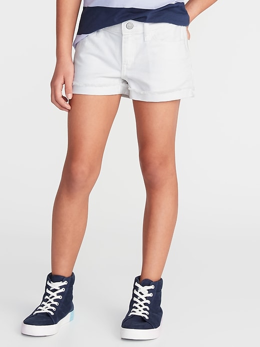 View large product image 1 of 3. Raw-Edged White Jean Shorts For Girls
