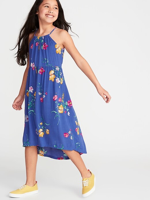 View large product image 1 of 1. Floral-Print Suspended-Neck Midi for Girls