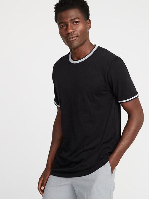 Image number 1 showing, Soft-Washed Tipped Ringer Tee