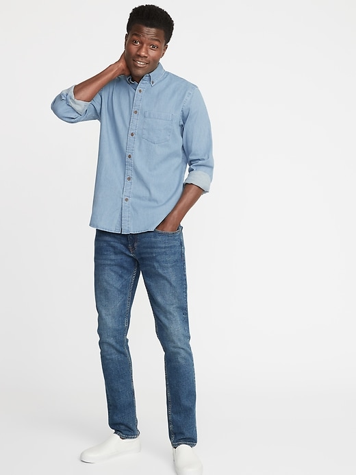 Image number 3 showing, Regular-Fit Built-In Flex Chambray Everyday Shirt