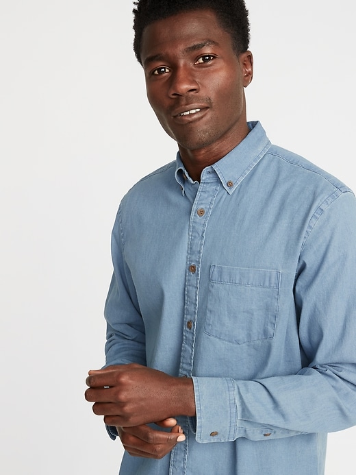 Image number 4 showing, Regular-Fit Built-In Flex Chambray Everyday Shirt