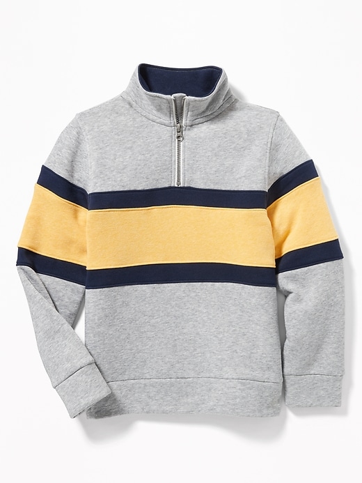 View large product image 1 of 2. Color-Blocked 1/4-Zip Mock-Neck Sweatshirt For Boys