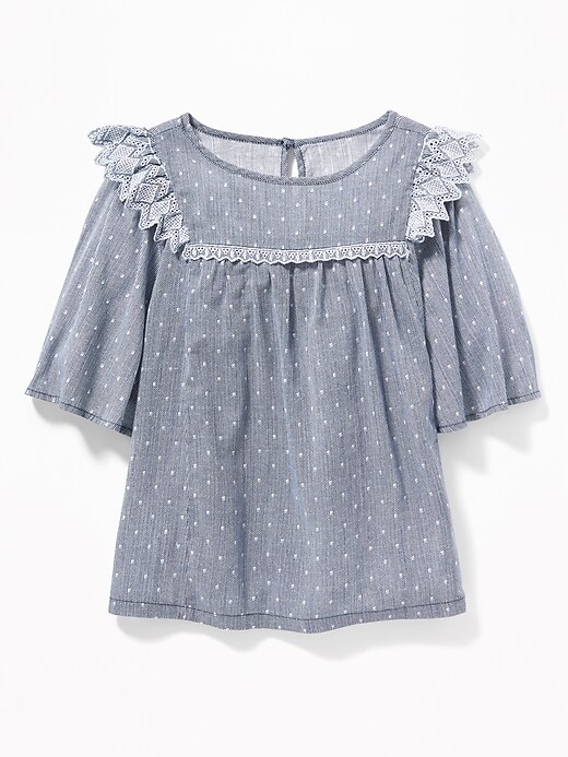 View large product image 1 of 1. Zig-Zag Ruffle Swing Top for Girls