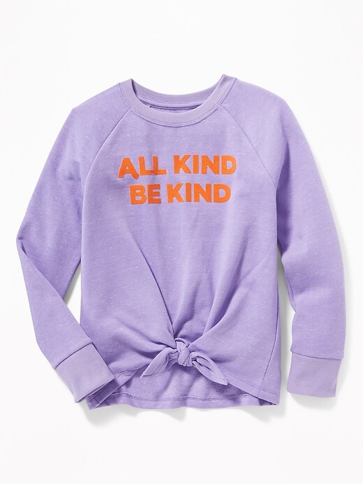 View large product image 1 of 1. Graphic Tie-Hem Sweatshirt for Girls