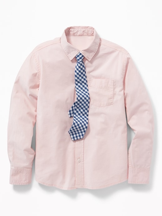View large product image 1 of 1. Built-In Flex Dress Shirt & Tie Set For Boys