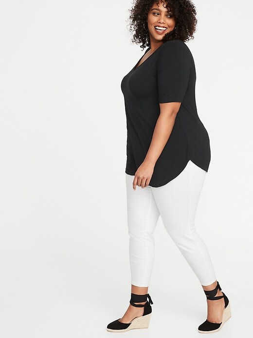 Image number 3 showing, Luxe V-Neck Elbow-Sleeve Plus-Size Tunic Tee