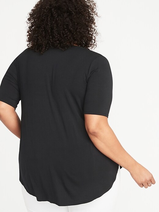 Image number 2 showing, Luxe V-Neck Elbow-Sleeve Plus-Size Tunic Tee