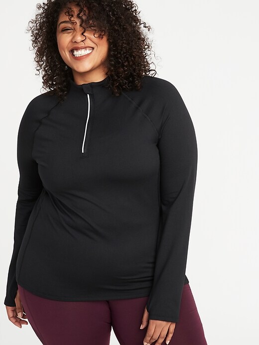 Image number 1 showing, Semi-Fitted Plus-Size 1/4-Zip Performance Jacket