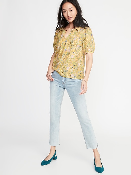 Image number 3 showing, Floral Twill Puff-Sleeve Blouse for Women