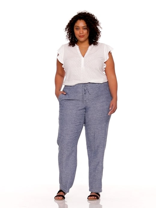 Solid Color Pleated Wide Leg Pants for Women Elastric High Waist Cotton Linen  Pant with Back Pockets Plus Size Smocked Ankle Length Trousers - Walmart.com