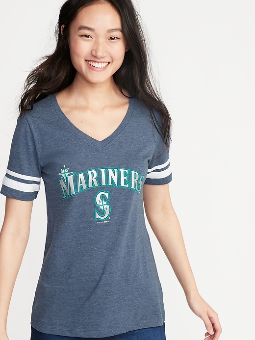 View large product image 1 of 1. MLB&#174 Team-Graphic Sleeve-Stripe Tee for Women