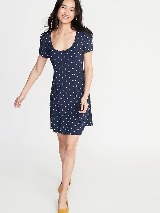 Image number 1 showing, Floral-Print Fit & Flare Dress for Women