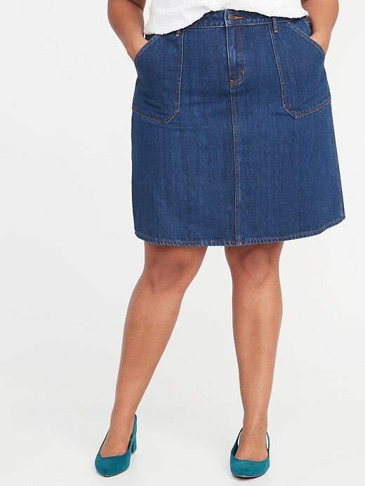 View large product image 1 of 3. High-Waisted Plus-Size Jean Skirt
