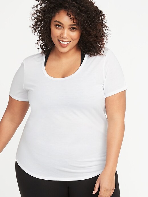 View large product image 1 of 1. Surplice-Back Jersey Plus-Size Performance Tee