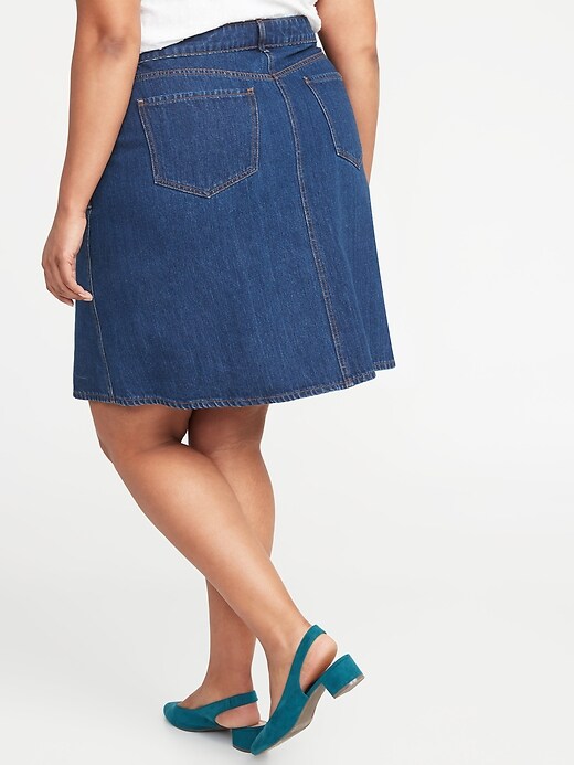 View large product image 2 of 3. High-Waisted Plus-Size Jean Skirt