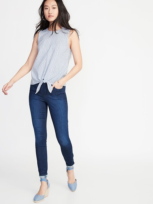 Image number 3 showing, Sleeveless Textured-Stripe Tie-Hem Top for Women