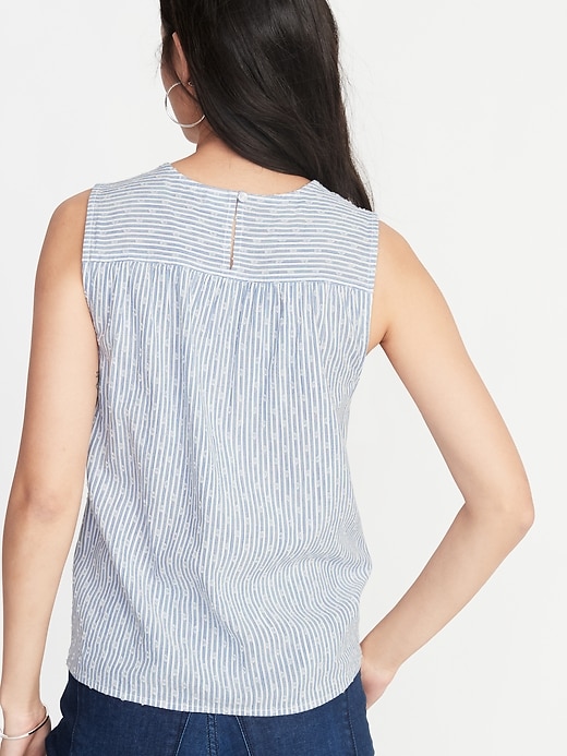 Image number 2 showing, Sleeveless Textured-Stripe Tie-Hem Top for Women