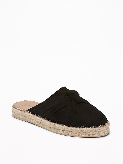 View large product image 1 of 1. Knotted Faux-Suede Slide Espadrilles for Women