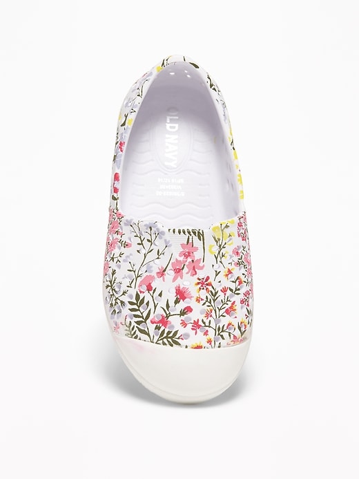 View large product image 2 of 4. Perforated Floral Slip-Ons For Toddler Girls