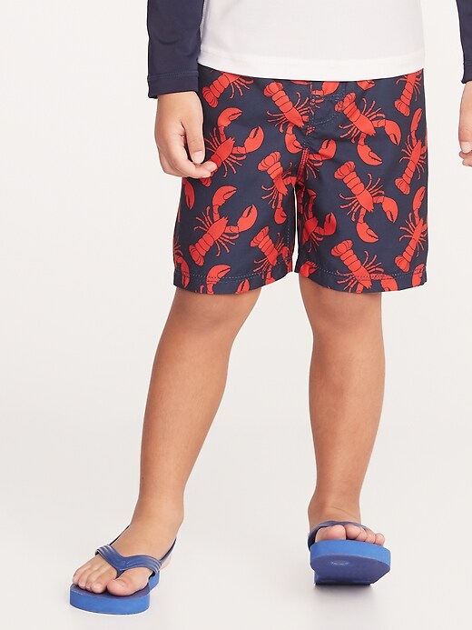 View large product image 1 of 1. Functional Drawstring Printed Swim Trunks for Toddler Boys
