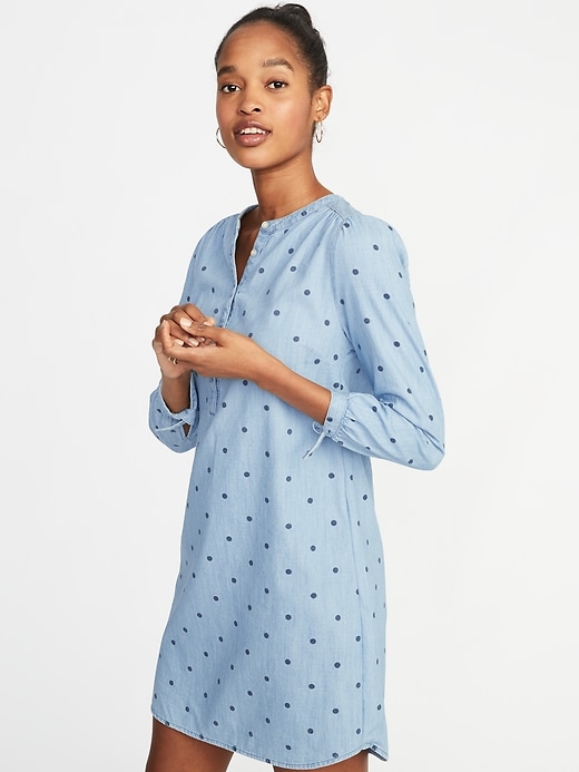 Image number 4 showing, Tencel&#174 Tie-Cuff Shirt Dress for Women