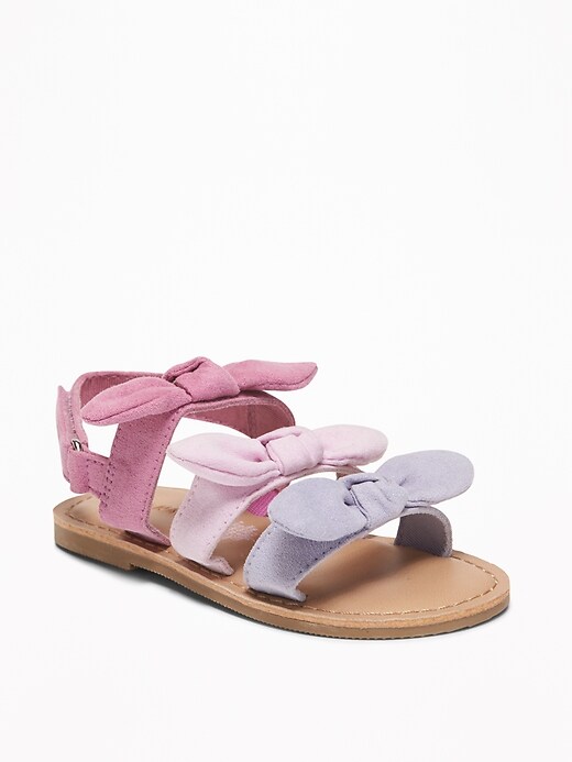 View large product image 1 of 1. Sueded Bow-Tie Sandals For Toddler Girls
