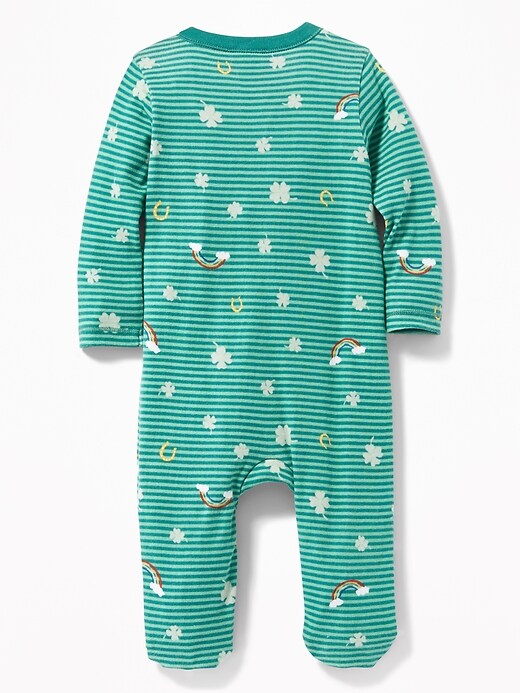View large product image 2 of 2. St. Patrick's Day Print Footed One-Piece for Baby