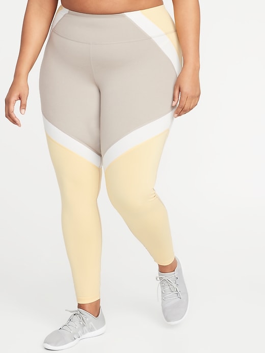 View large product image 1 of 1. High-Waisted Color-Block Elevate Compression Plus-Size Leggings