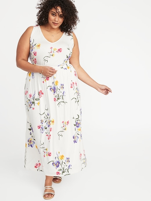 View large product image 1 of 1. Waist-Defined Plus-Size Jersey Maxi
