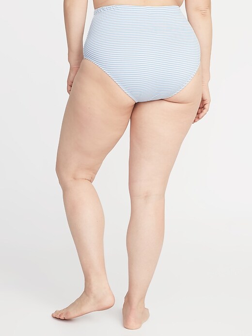 View large product image 2 of 3. High-Waisted Secret-Slim Textured-Stripe Plus-Size Swim Bottoms