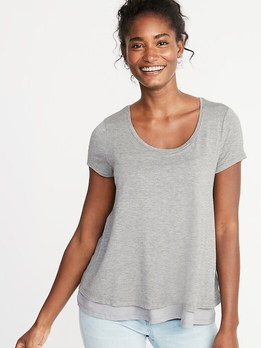 View large product image 1 of 1. Maternity Double-Layer Nursing Tee