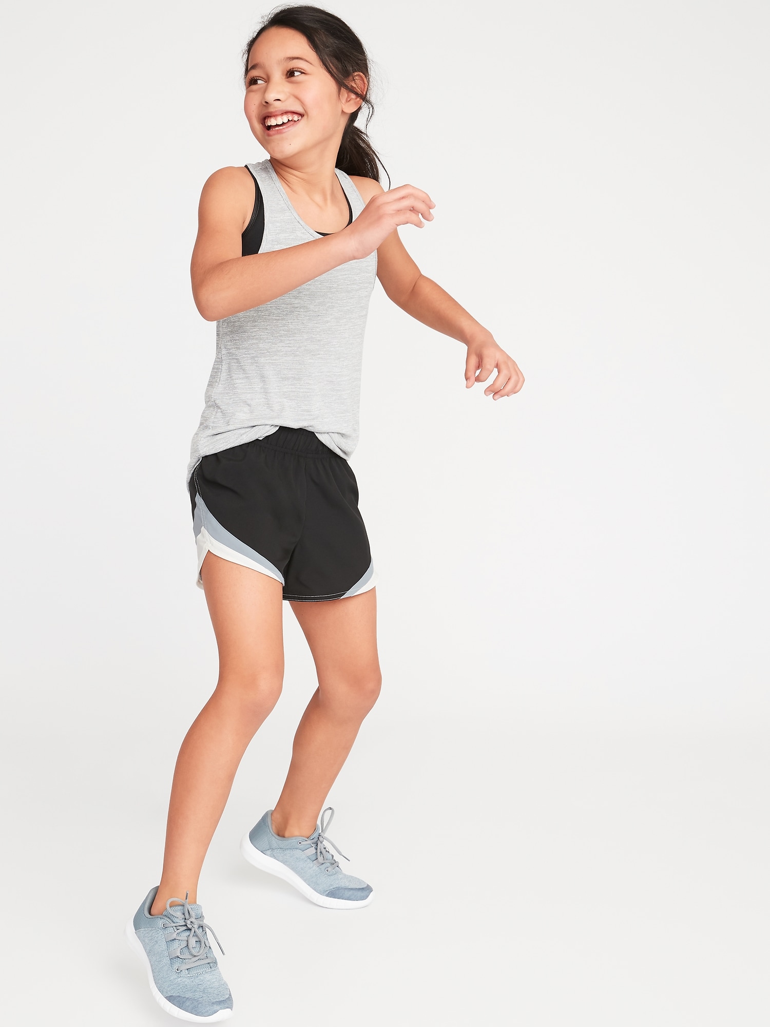 Go-Dry Cool Color-Blocked Run Shorts For Girls | Old Navy