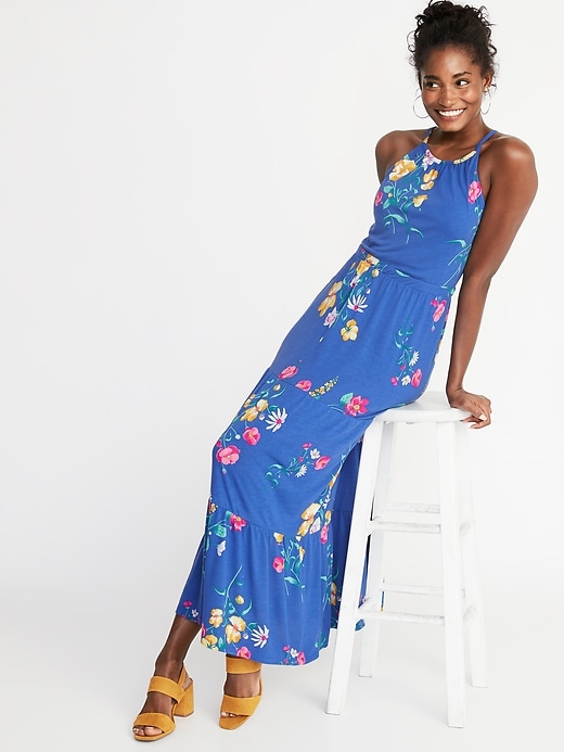 Image number 3 showing, High-Neck Waist-Defined Maxi Dress For Women