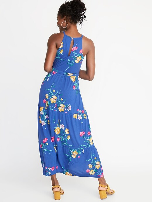Image number 2 showing, High-Neck Waist-Defined Maxi Dress For Women