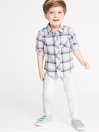View large product image 3 of 3. Karate Built-In Flex Max Skinny White Jeans for Toddler Boys