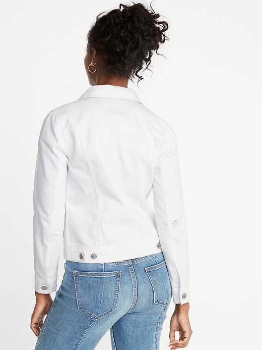 Image number 2 showing, Distressed White Jean Jacket For Women