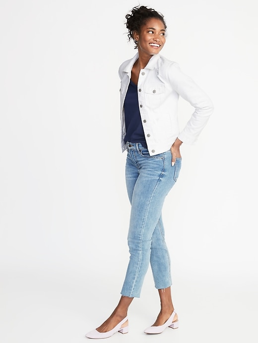 Image number 3 showing, Distressed White Jean Jacket For Women