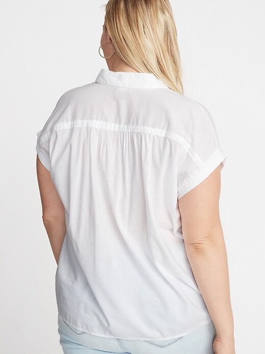 Image number 2 showing, Relaxed Tie-Hem No-Peek Plus-Size Shirt