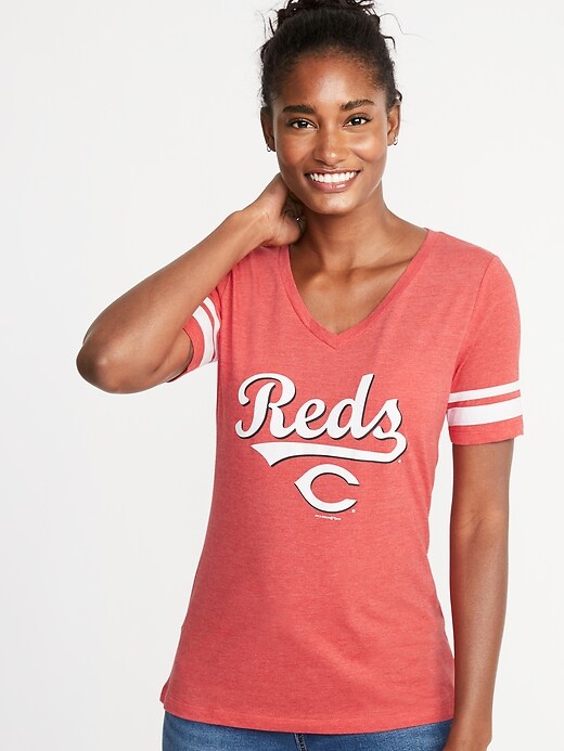 View large product image 1 of 1. MLB&#174 Team-Graphic Sleeve-Stripe Tee for Women