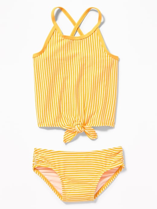 View large product image 1 of 2. Striped Tie-Hem Tankini Swim Set for Toddler Girls