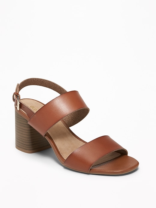 Image number 1 showing, Faux-Leather Slingback Block-Heel Sandals for Women
