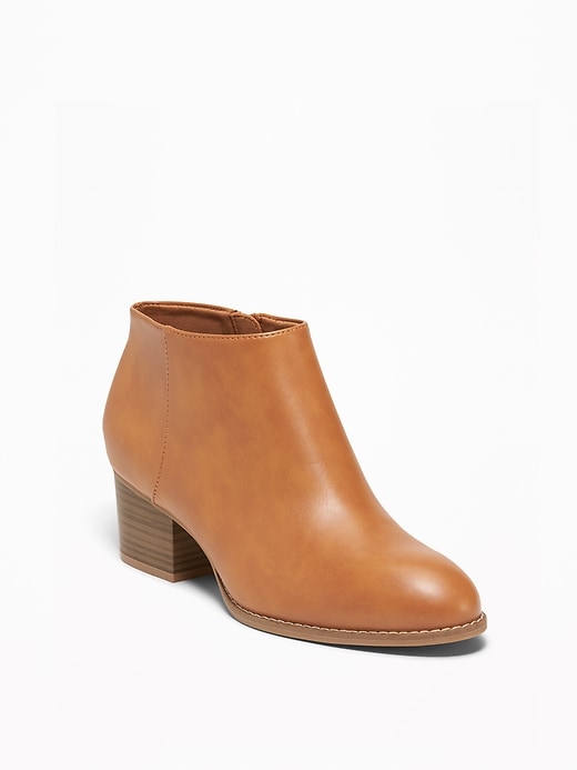 Image number 1 showing, Faux-Leather Ankle Boots for Women