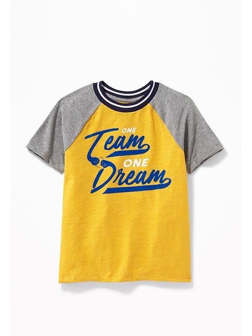 View large product image 1 of 1. Graphic Color-Blocked Raglan-Sleeve Tee for Boys