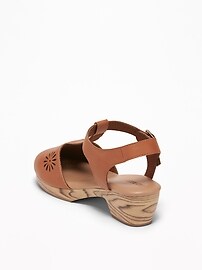 View large product image 3 of 3. T-Strap Laser-Cut Sandals for Girls